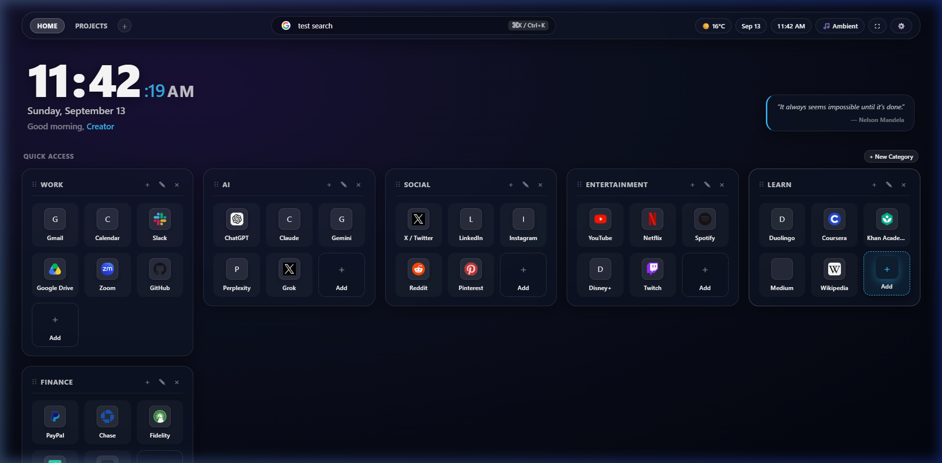 NovaTab Productivity Widgets
