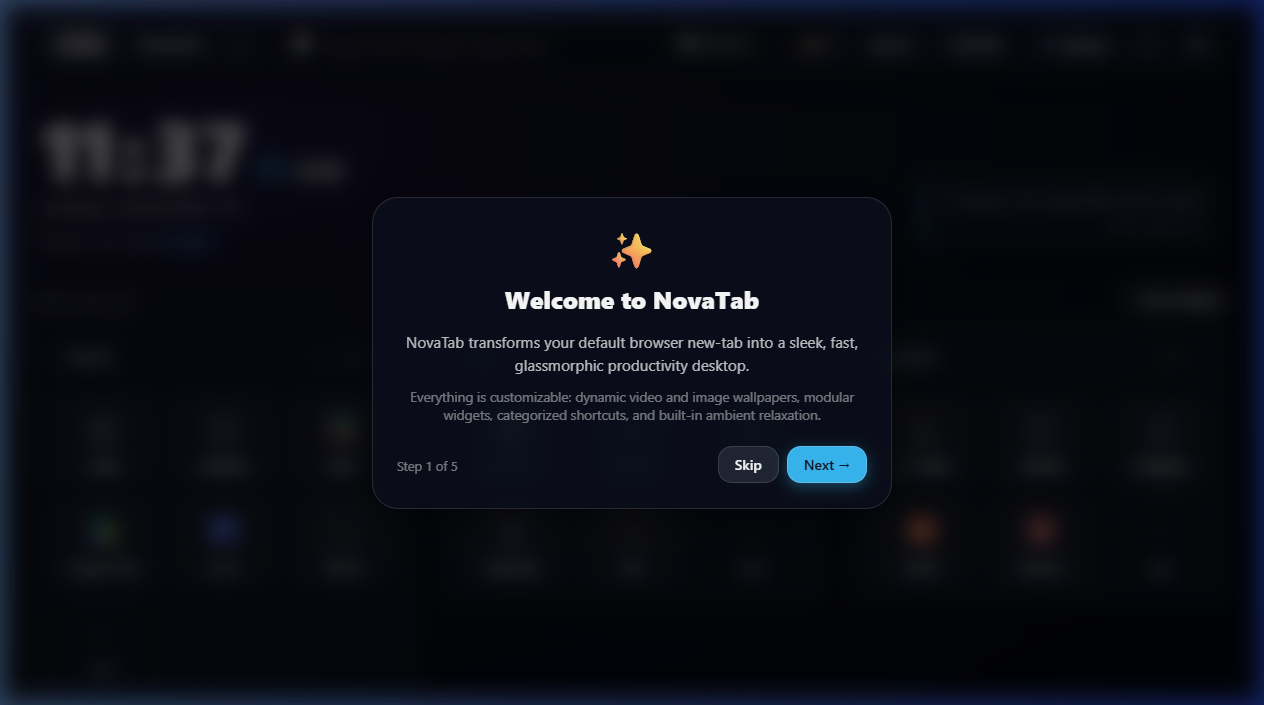 NovaTab Guided Onboarding